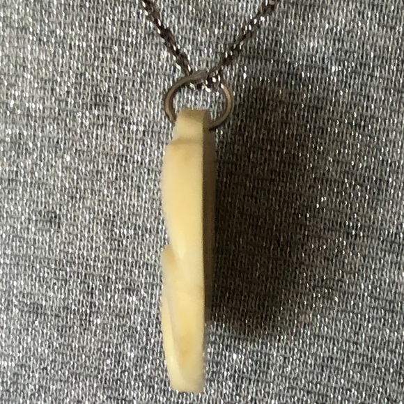 Carved ivory bone flower necklace 925 silver Avery sterling marked 20” antique - Picture 4 of 6